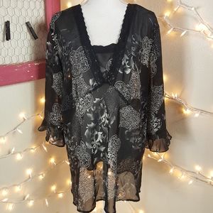 Fashion Bug Sheer Floral Blouse S-22/24(2X-3X)